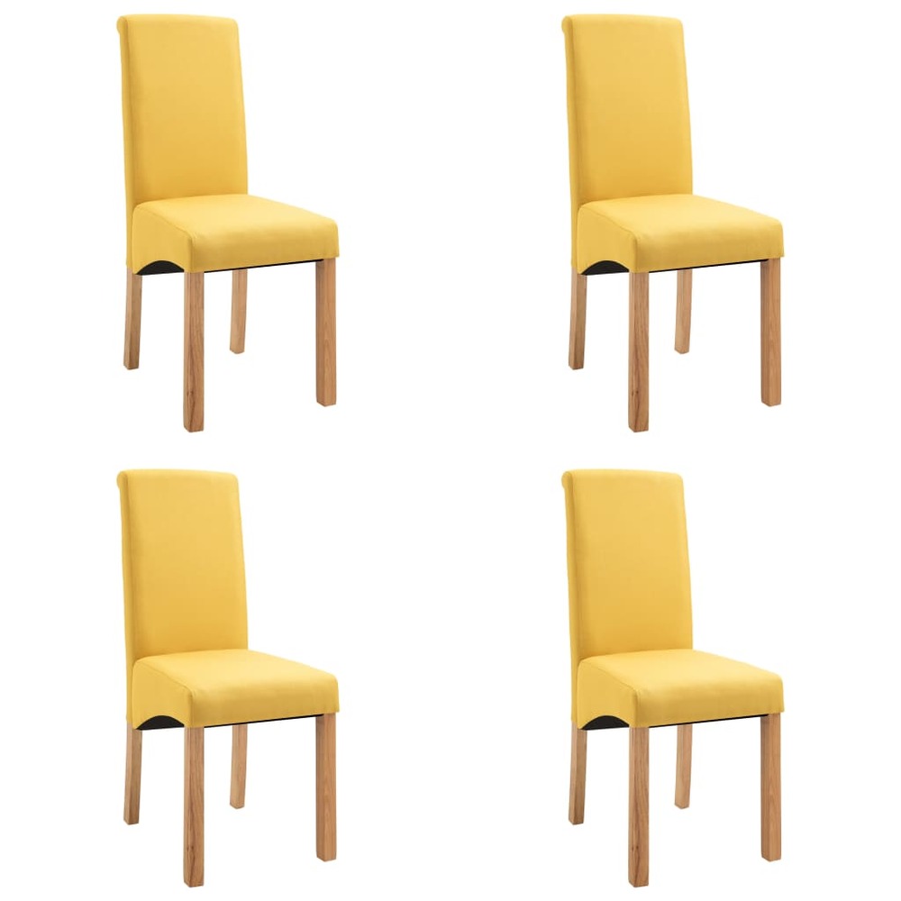 Chaises de salle à manger 4 pcs jaune tissu