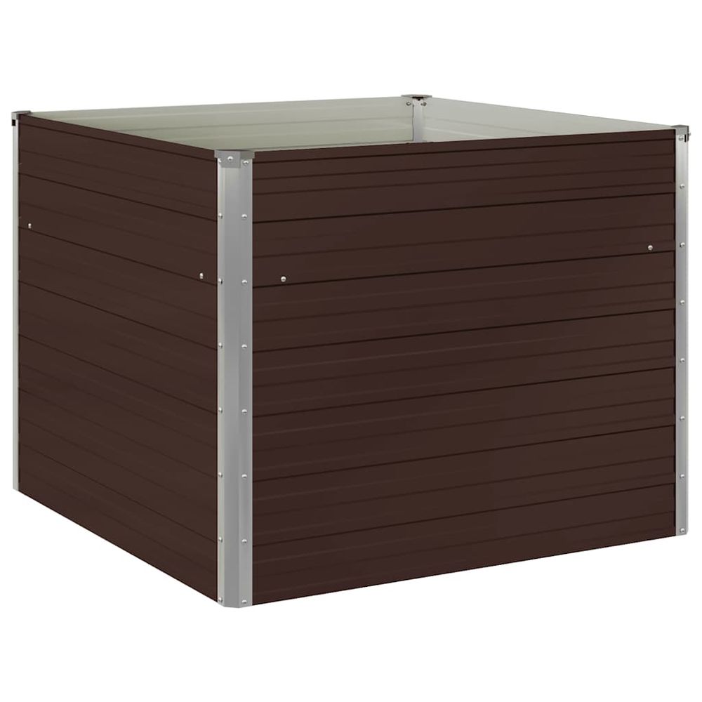 Carré potager surélevé en acier galvanisé pour jardin et balcon 100x100 cm marron