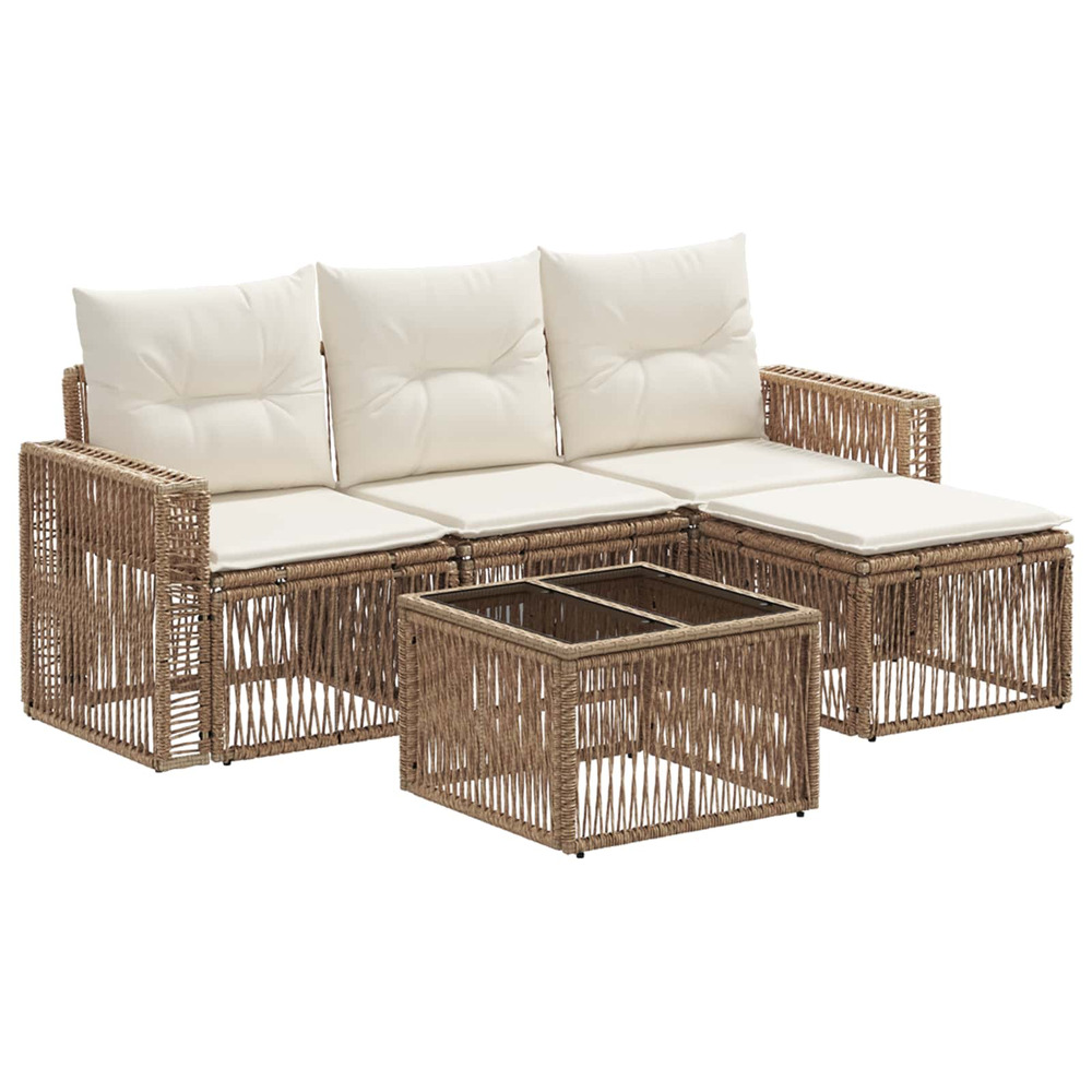 Ensemble de canapé de jardin 5 pcs beige et blanc crème