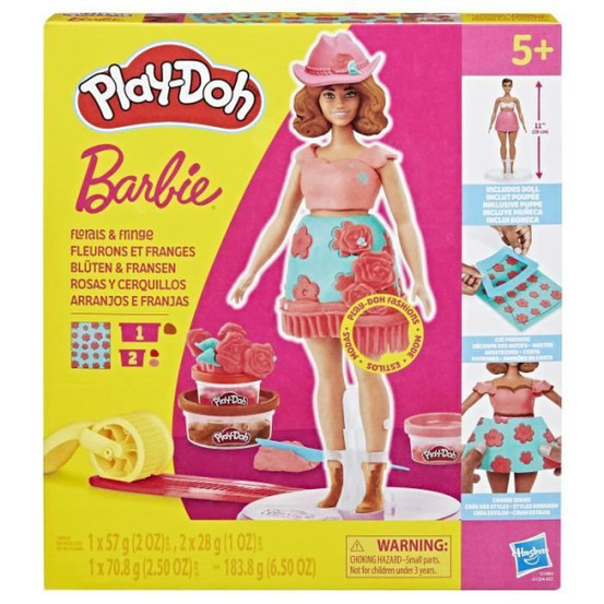 Play-doh barbie fleurons et franges, coffret de pâte a modeler