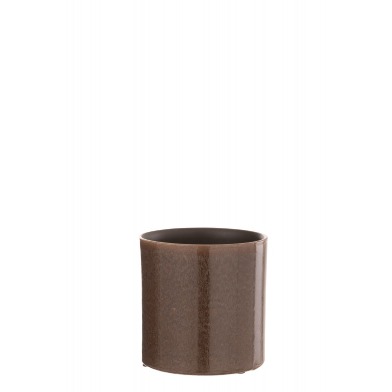 Cache pot en céramique marron 14.5x14.5x14.5 cm