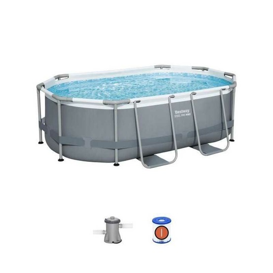 Kit piscine hors sol tubulaire bestway - steel pro max™ - 305 x 200 x 84 cm - ovale (livrée avev filtre a cartouche et 1 cart
