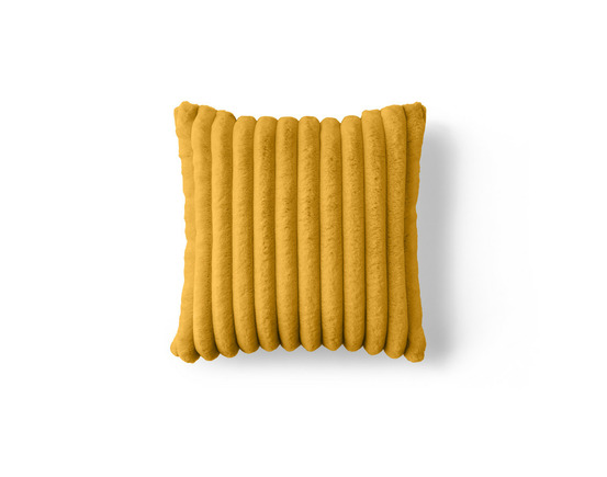 Pampelune - coussin - en fausse fourrure côtelé et velours - 40x40 cm