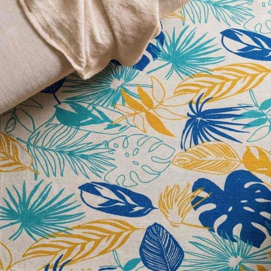 Tapis à franges en tissu motifs tropical 60x90cm