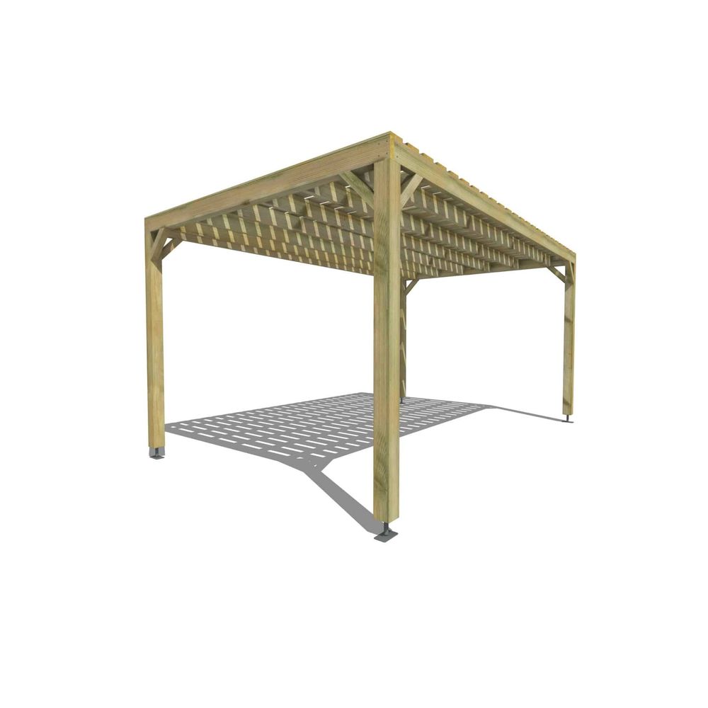 Pergola bois • 5m x 3m • indépendante • sens largeur • platelage bois • livraison comprise