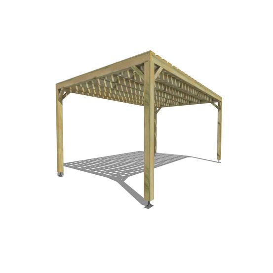 Pergola bois • 5m x 3m • indépendante • sens largeur • platelage bois • livraison comprise