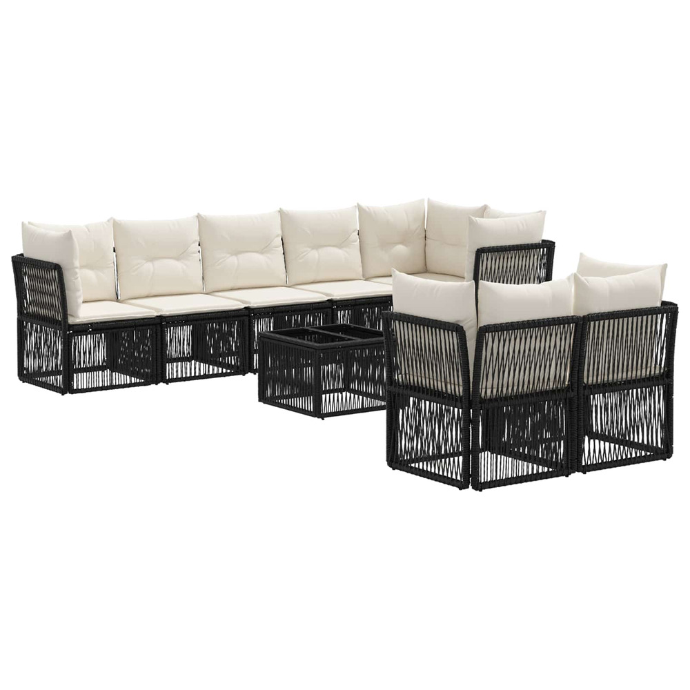 Ensemble de canapé de jardin 9 pcs noir polyrotin