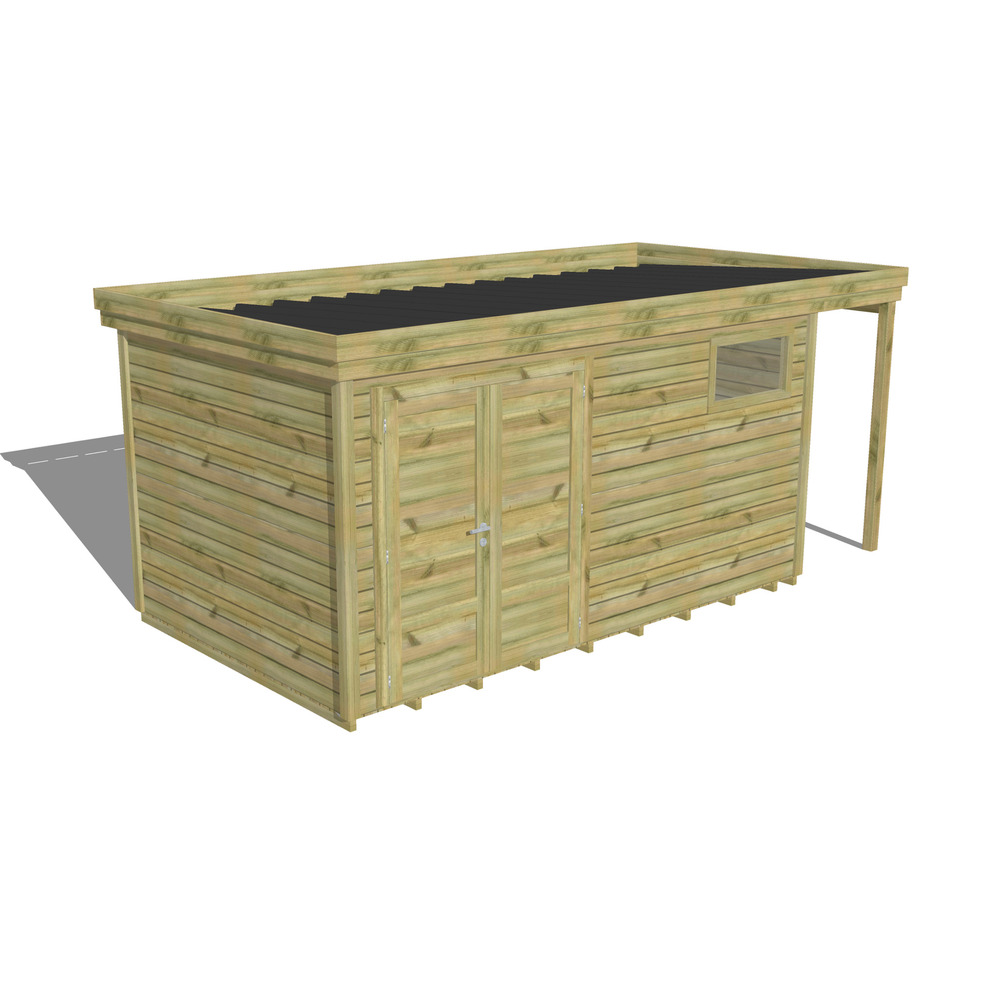 Abri de jardin bois pin traité autoclave 27mm - 5,34x2,64m / 14m2 - bac acier - plancher bois