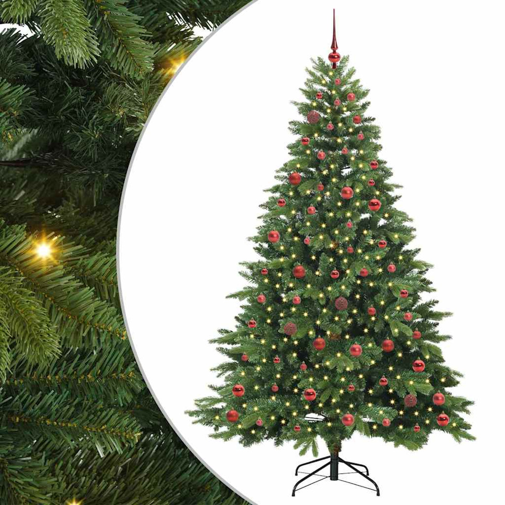 Sapin de noël artificiel avec 300 led vert 210 cm pe et pvc