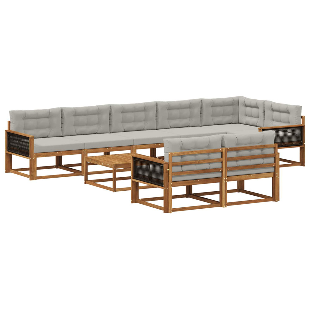 Ensemble de canapés d'extérieur 9 pcs naturel et gris clair