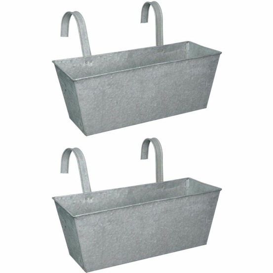 Jardinière balcon en zinc à suspendre (lot de 2)