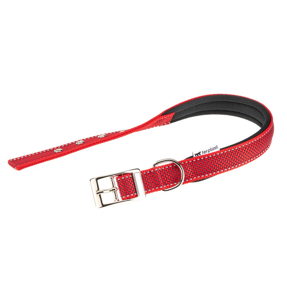 Collier pour chiens réfléchissant rembourré daytona deluxe c25/53, réglable, boucle en métal, rouge-noir