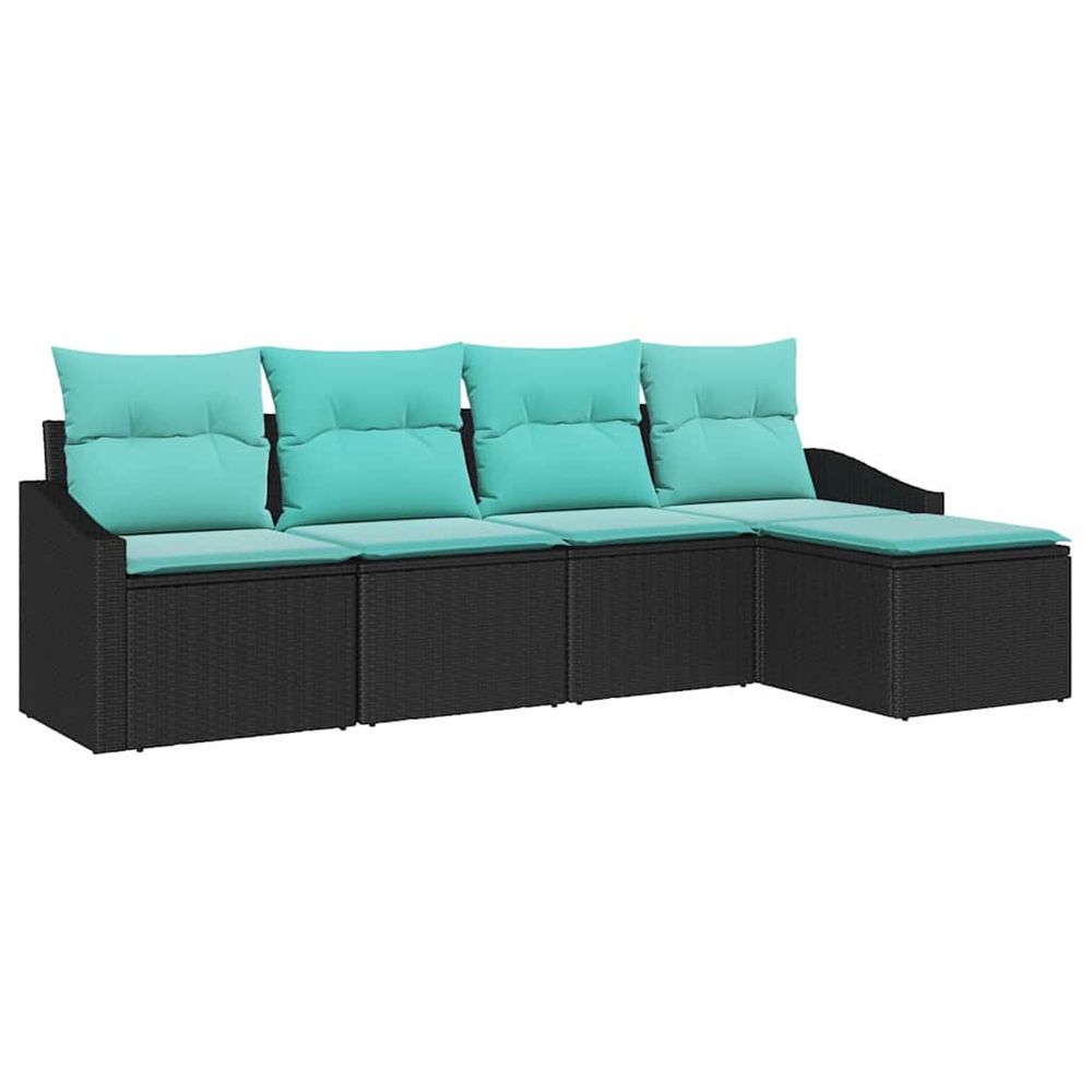Ensemble de canapés 5 pc noir polyrotin