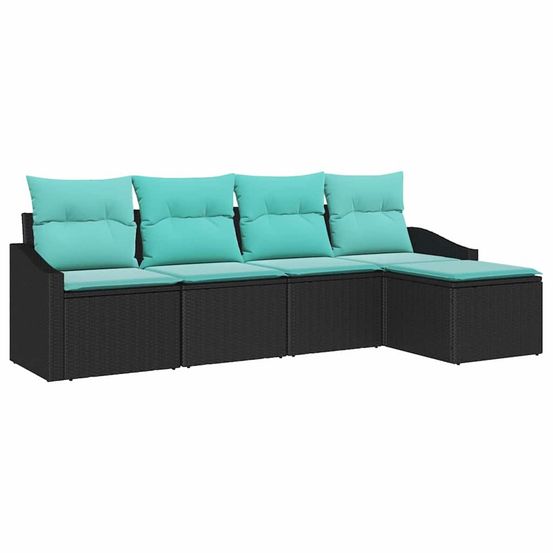 Ensemble de canapés 5 pc noir polyrotin