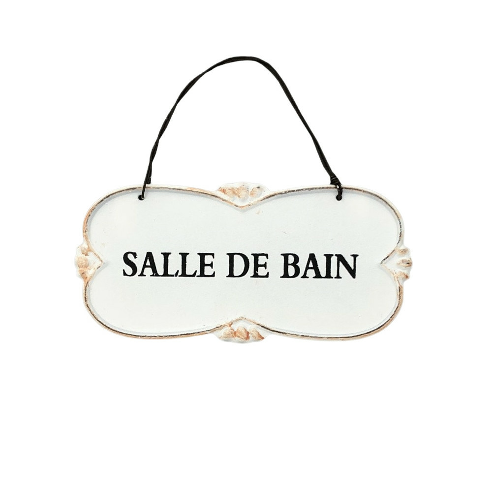 Plaque de porte décorative vintage salle de bain ferblanc 22x10cm