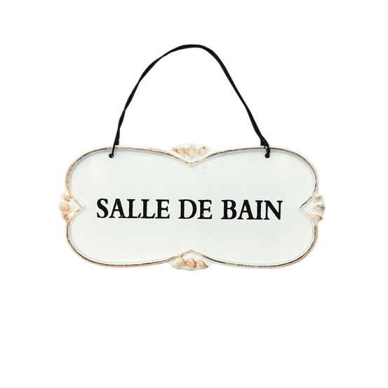 Plaque de porte décorative vintage salle de bain ferblanc 22x10cm