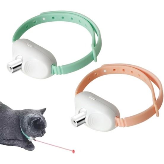 Colliers pour animaux de compagnie-deux colliers pour chat avec laser-rose + vert
