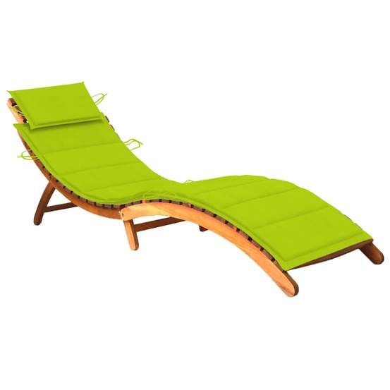 Chaise longue de jardin avec coussin bois d'acacia solide