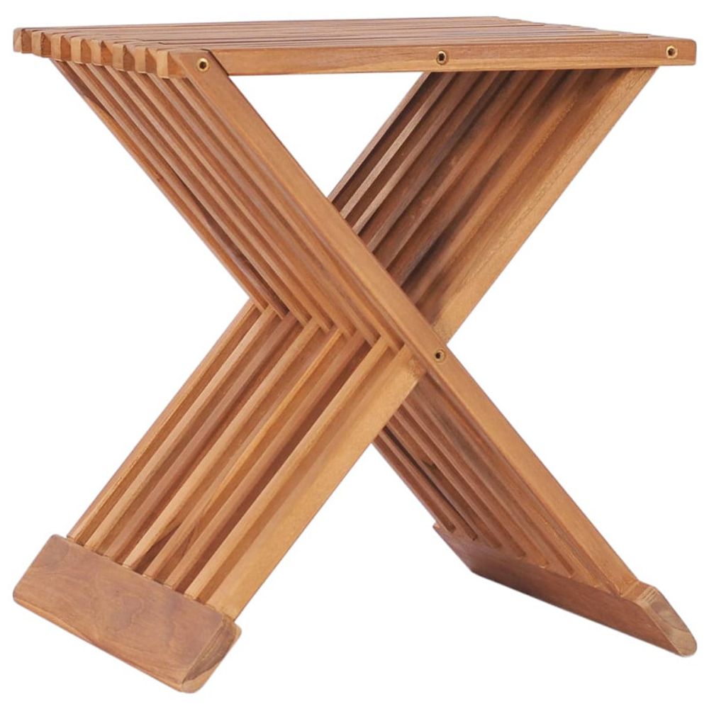 Tabouret pliable 40x32x45 cm bois de teck solide