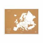 Carte en liège - woody map natural europe / blanc / 90x60 cm / cadre blanc