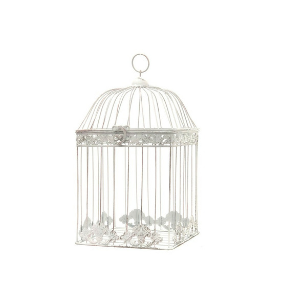 Cage à oiseaux blanc en fer de décoration carré