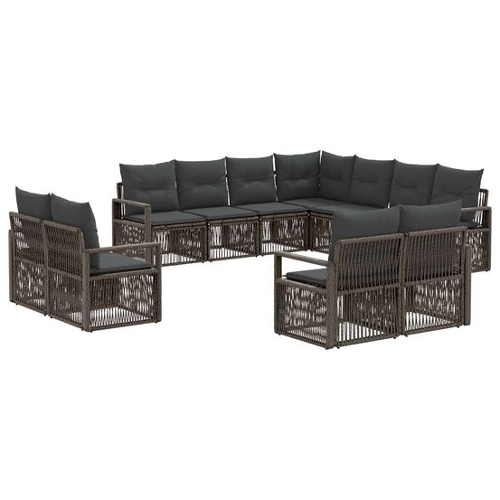 Ensemble de canapé de jardin 11 pc gris polyrotin