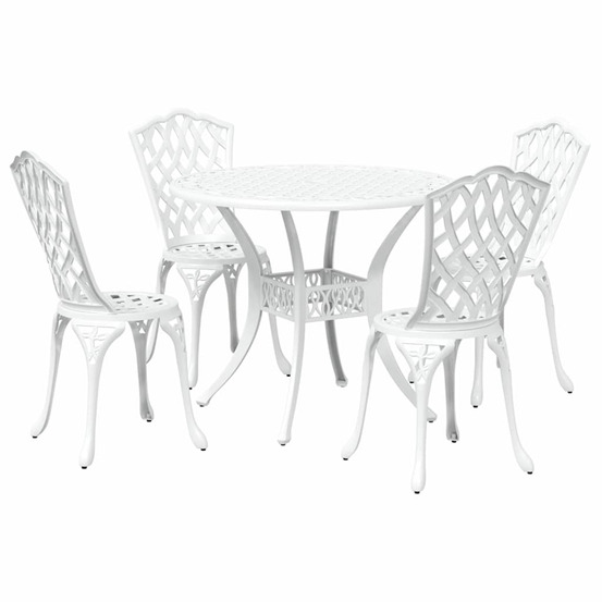 Ensemble de salle à manger pour jardin 5 pcs blanc aluminium
