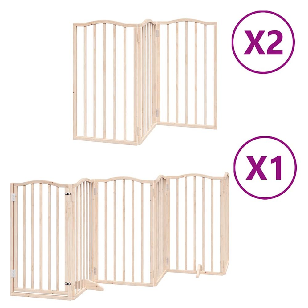 Barrière pour chien porte pliable 12 panneaux bois de peuplier