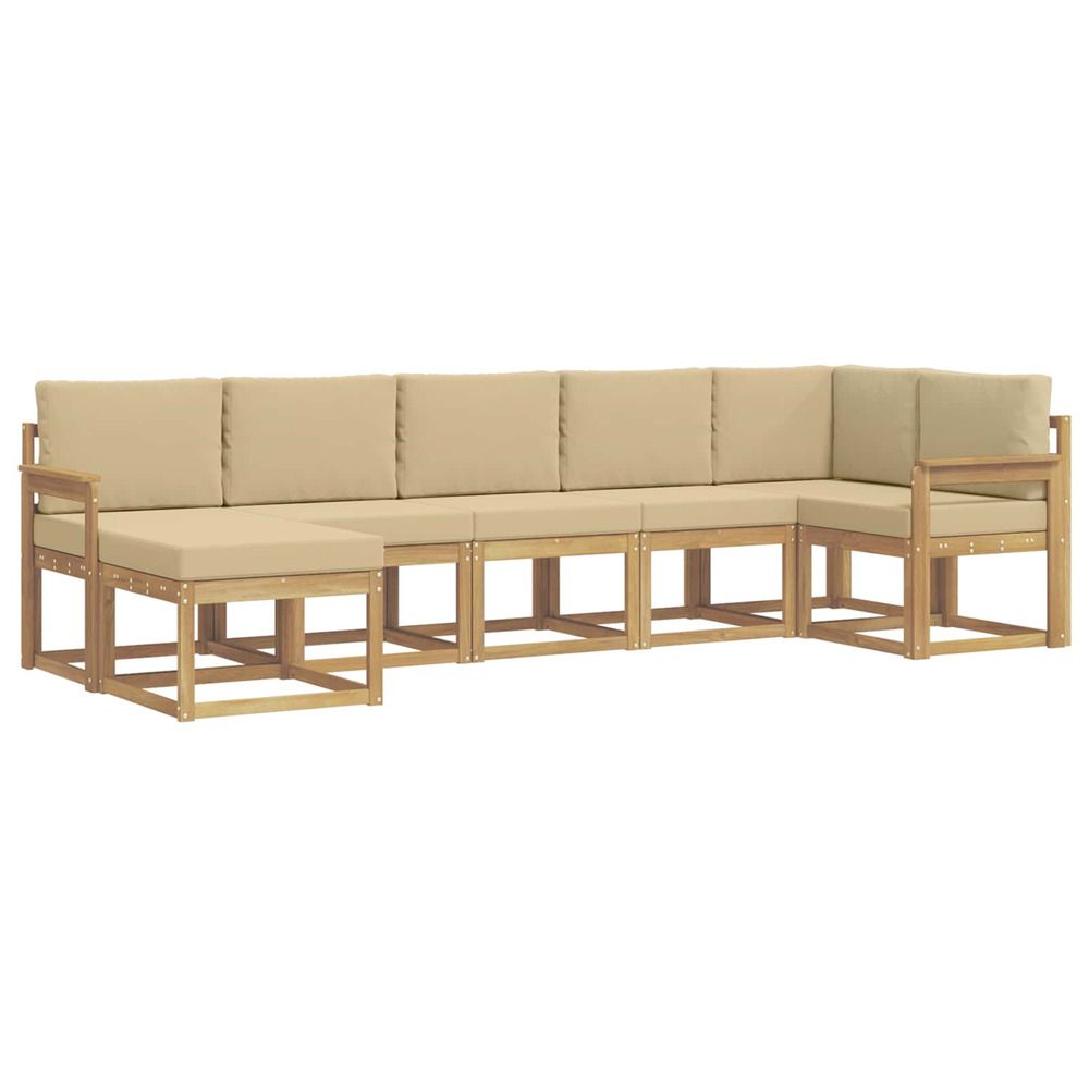 Ensemble de canapés d'extérieur 7 pc blanc et beige polyester