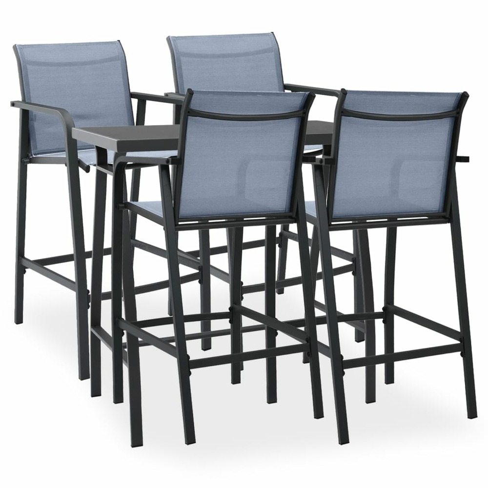 Ensemble de bar de jardin 5 pcs noir et gris