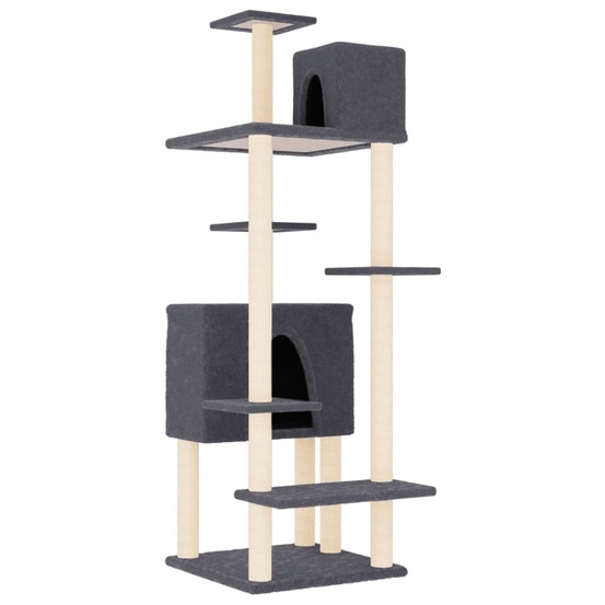 Arbre à chat meuble tour grimper jouet grattage grattoir escalade plateforme avec griffoirs en sisal foncé 154 cm gris 02_002