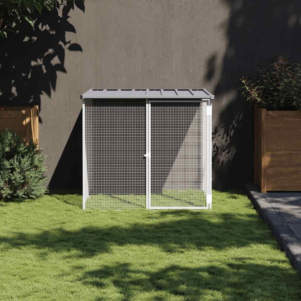 Poulailler extérieur en acier galvanisé avec toit pour jardin gris clair