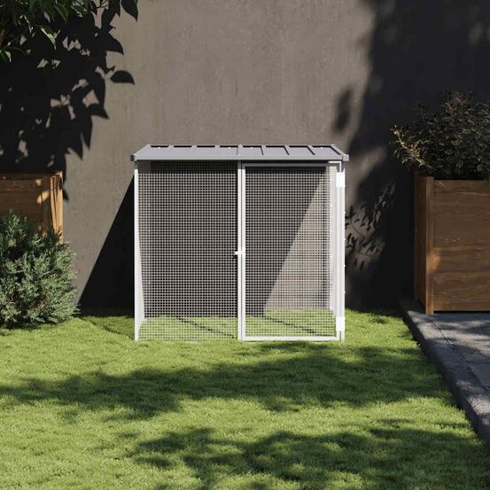 Poulailler extérieur en acier galvanisé avec toit pour jardin gris clair