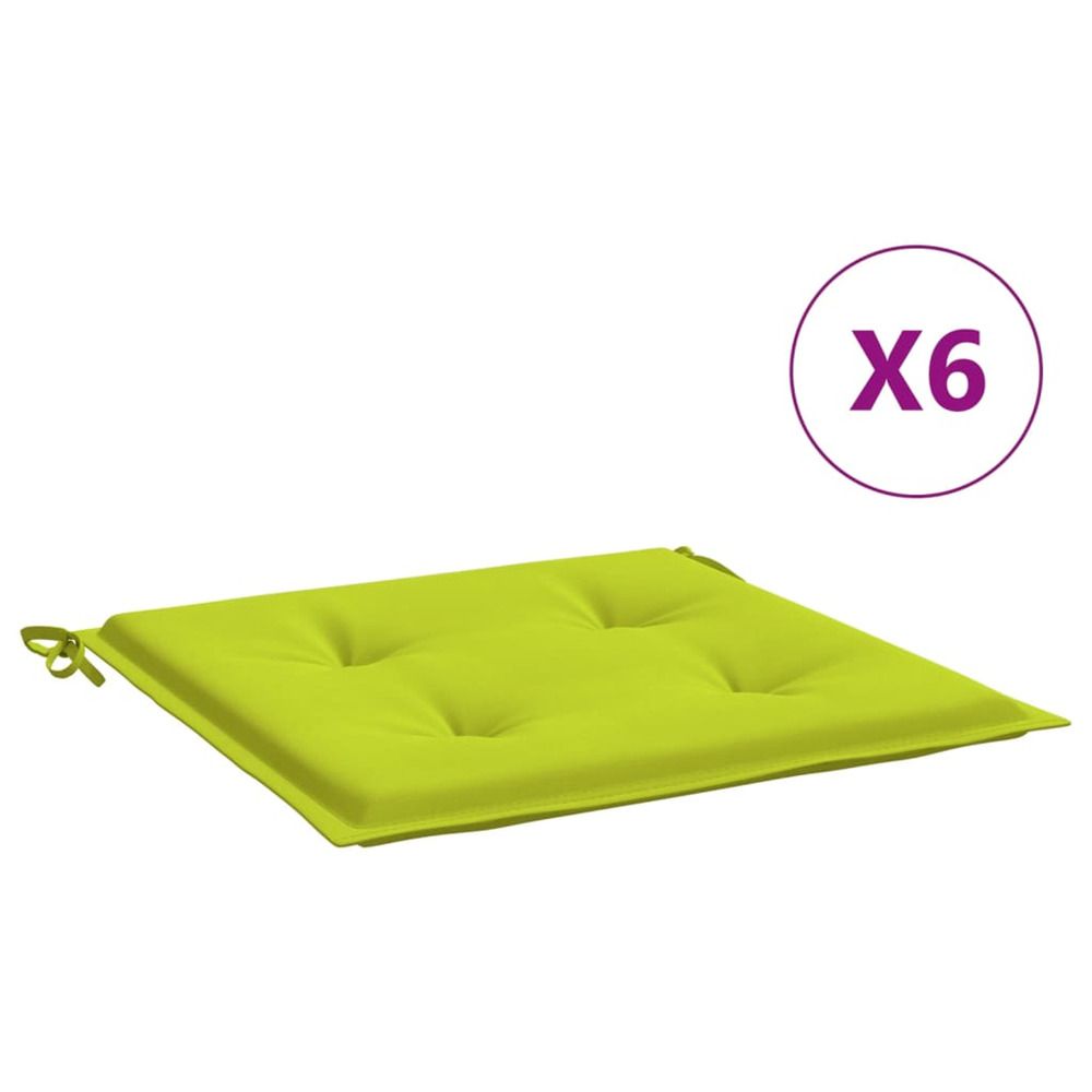 Coussins de chaise de jardin lot de 6 vert vif 50x50x4 cm