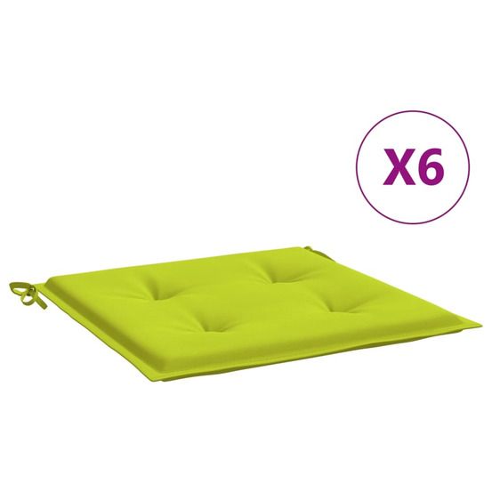 Coussins de chaise de jardin lot de 6 vert vif 50x50x4 cm