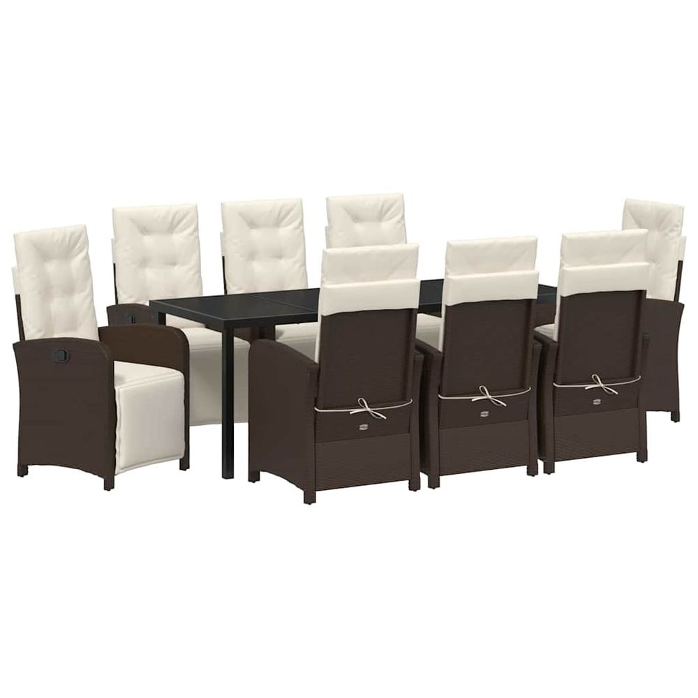 Ensemble de salle à manger pour jardin 9 pc marron polyrotin