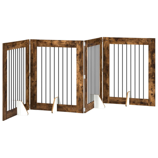 Porte de chien pliable avec supports 4 pcs chêne fumé 321 cm