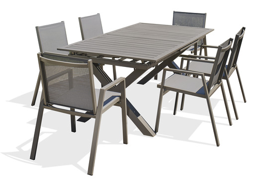 Ensemble repas floride 6 places en aluminium quartz