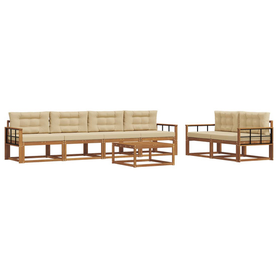 Ensemble de canapés d'extérieur 7 pcs naturel et beige