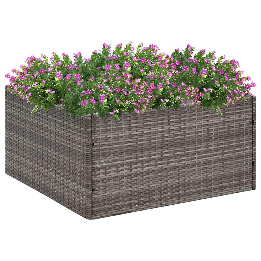 Jardinière carrée 80cm en résine tressée pour jardin et terrasse gris