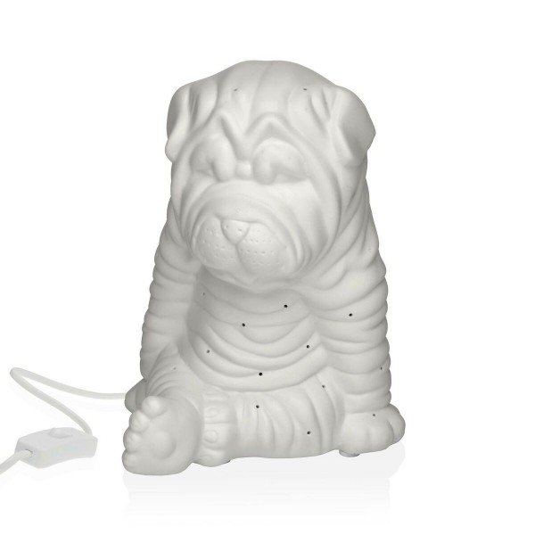 Lampe de bureau  chien porcelaine (17,1 x 19,6 x 15 cm)