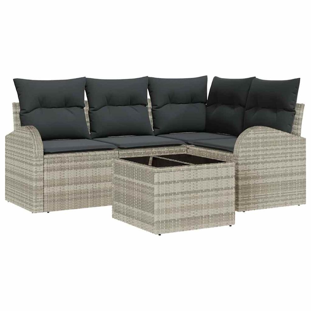 Ensemble de canapé de jardin 5 pc gris clair polyrotin