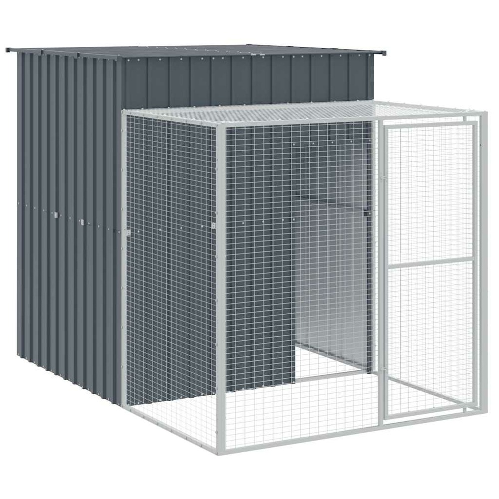 Poulailler enclos cage poules avec cour 165 x 251 x 181 cm acier galvanisé anthracite