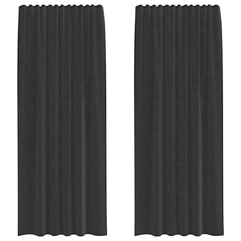 Rideaux en voile avec passe-tringles 2 pcs noir