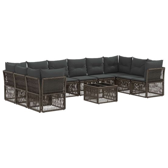 Ensemble de canapé de jardin 11 pc gris polyrotin
