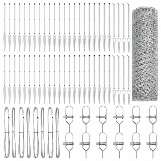 Clôture avec poteaux argent 0,8 x 100 m acier recouvert de pvc