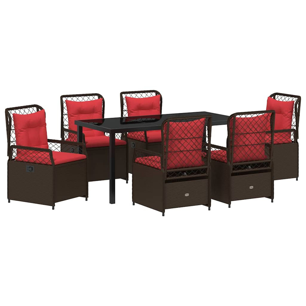 Ensemble de salle à manger pour jardin 7 pcs marron polyrotin