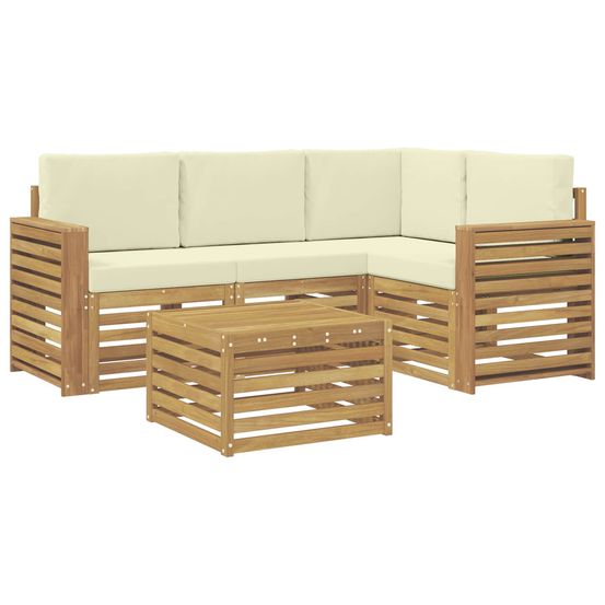 Ensemble de canapés d'extérieur 5 pc blanc et crème polyester