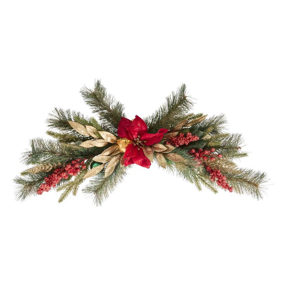 Suspension de noël branche de poinsettia l. 75 cm