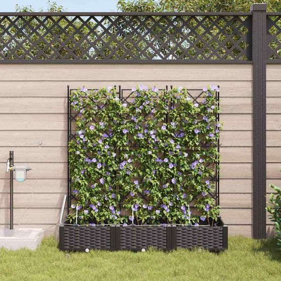 Jardinière haute en acier avec irrigation jardin noir 120x40x126 cm